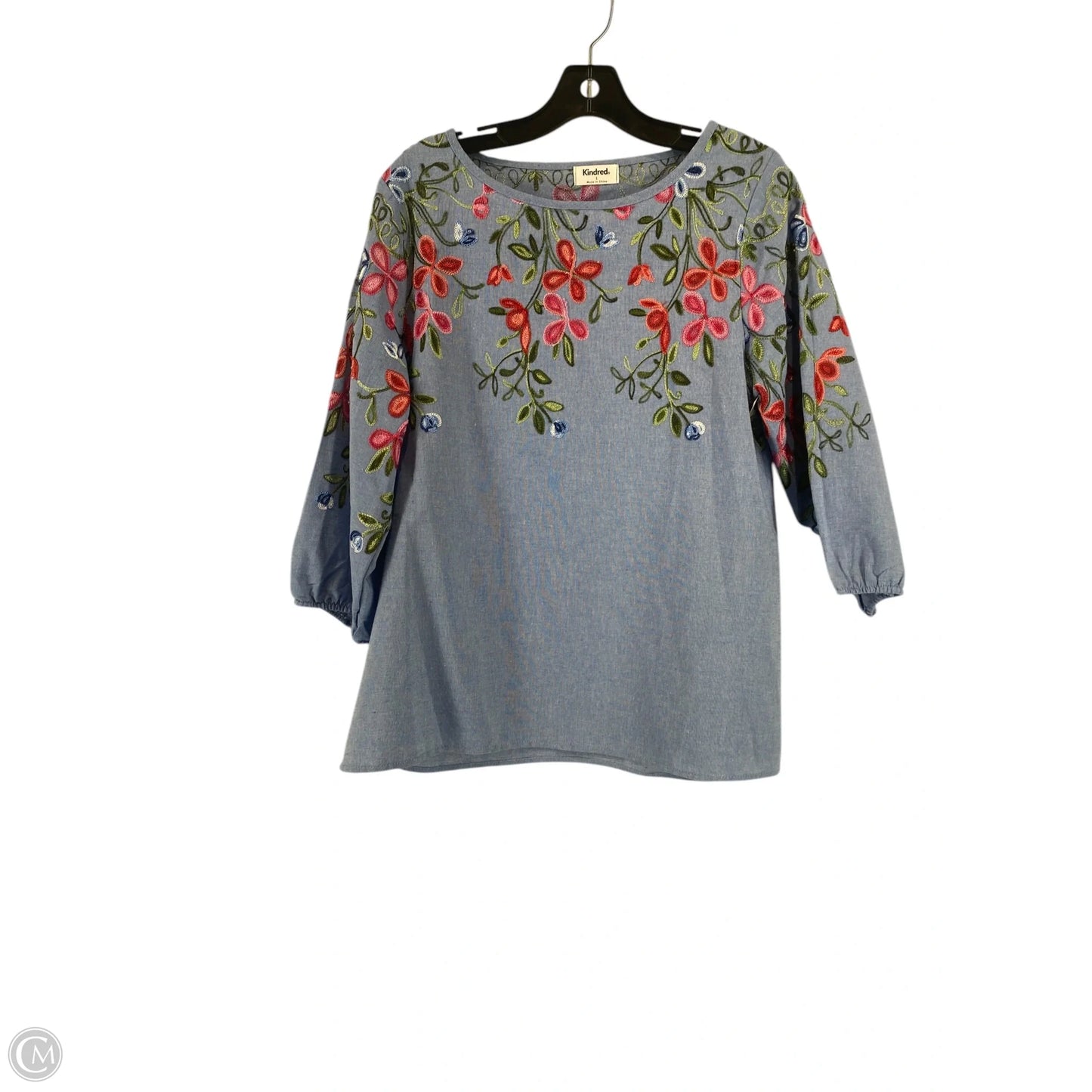 Top 3/4 Sleeve By Clothes Mentor In Blue, Size: L