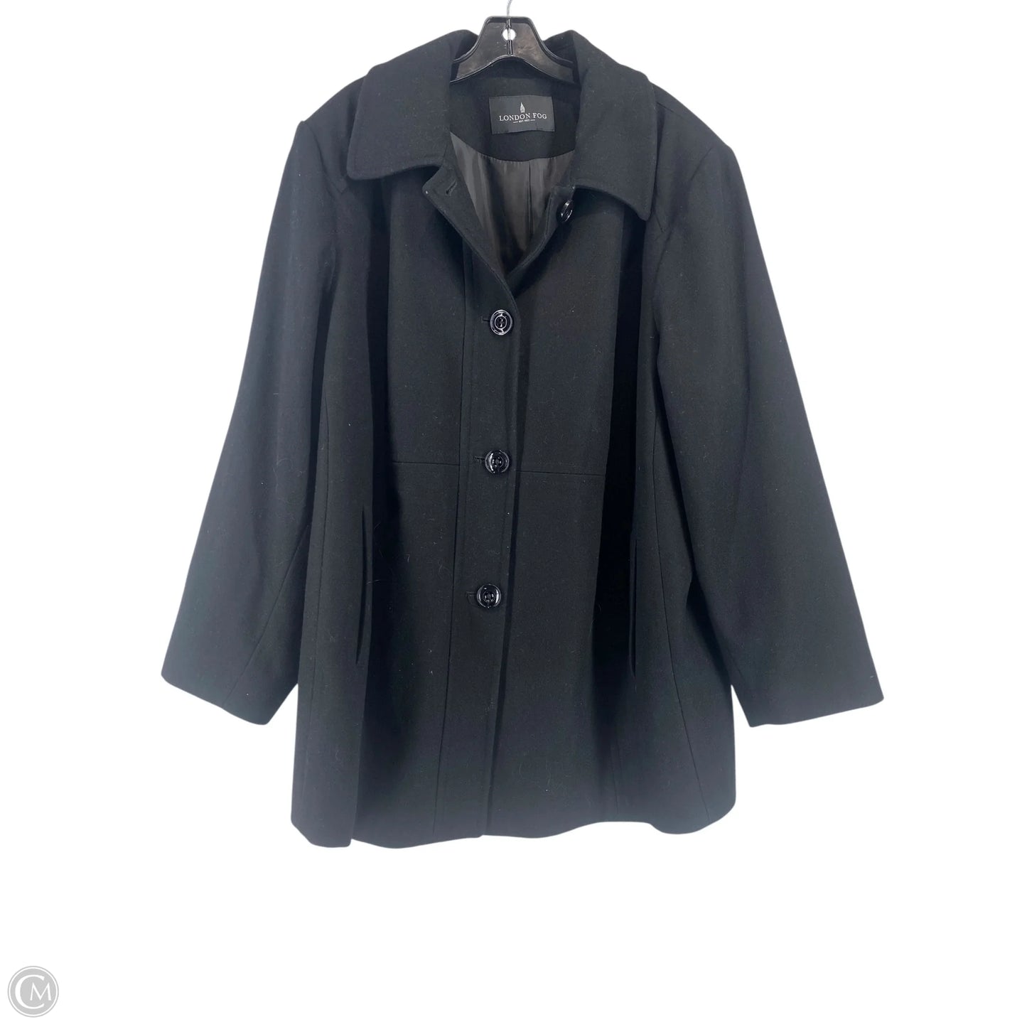 Coat Peacoat By London Fog In Black, Size: 2x