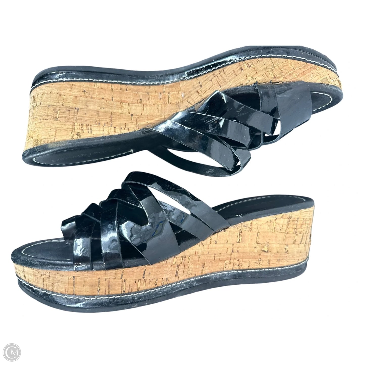 Sandals Heels Wedge By Donald Pliner In Black & Tan, Size: 8.5