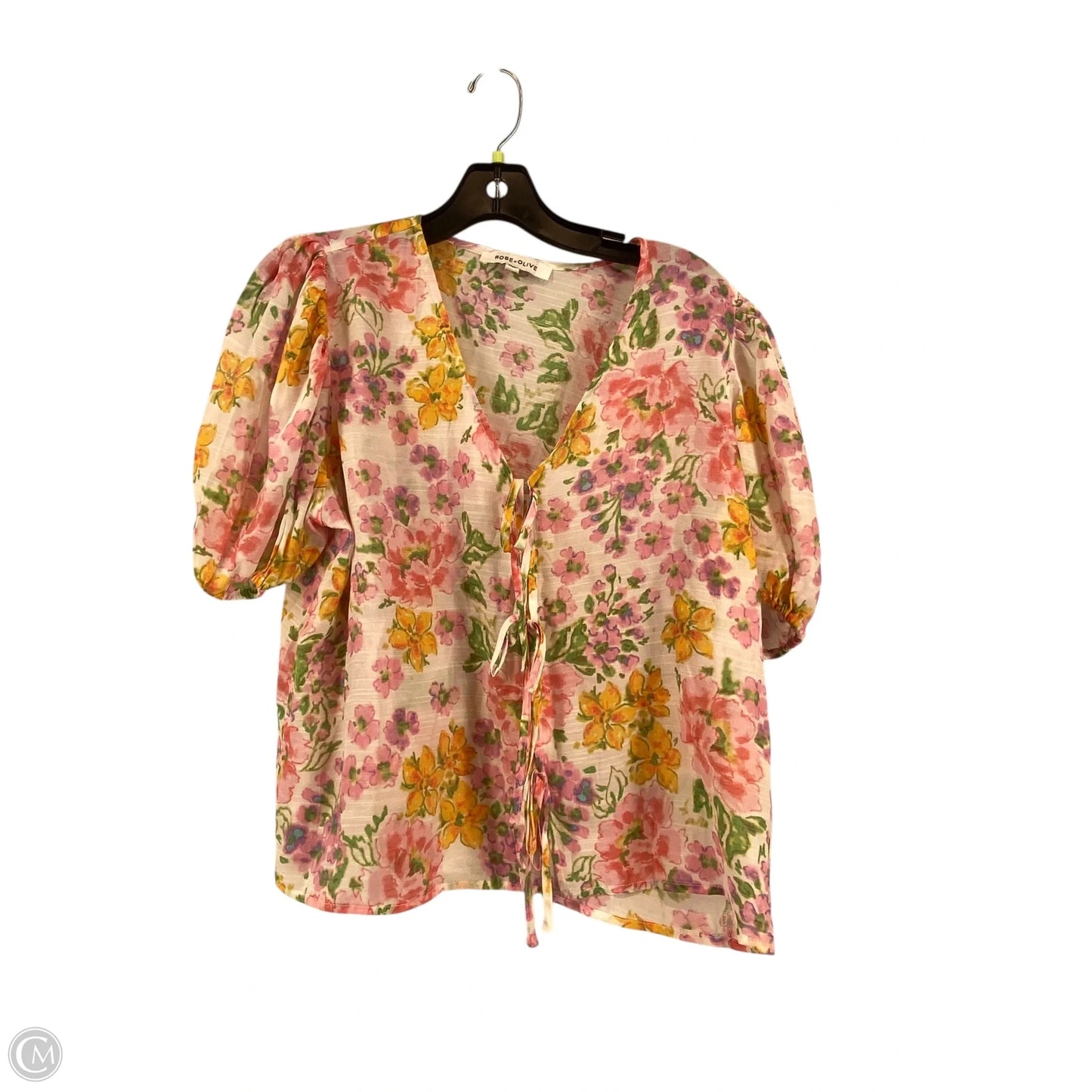 Top Short Sleeve By Rose And Olive In Floral Print, Size: M