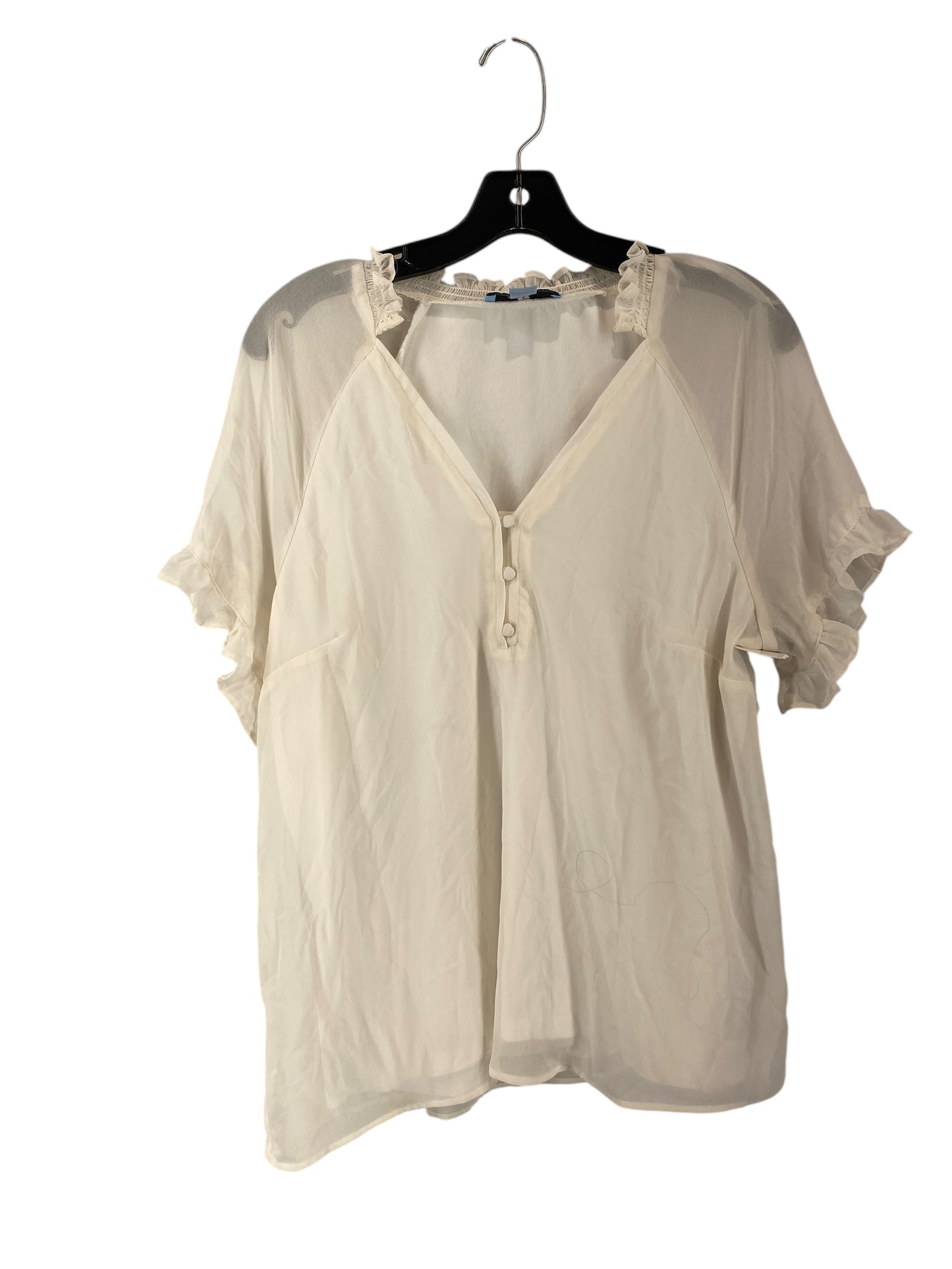Top Short Sleeve By Cece In White, Size: L