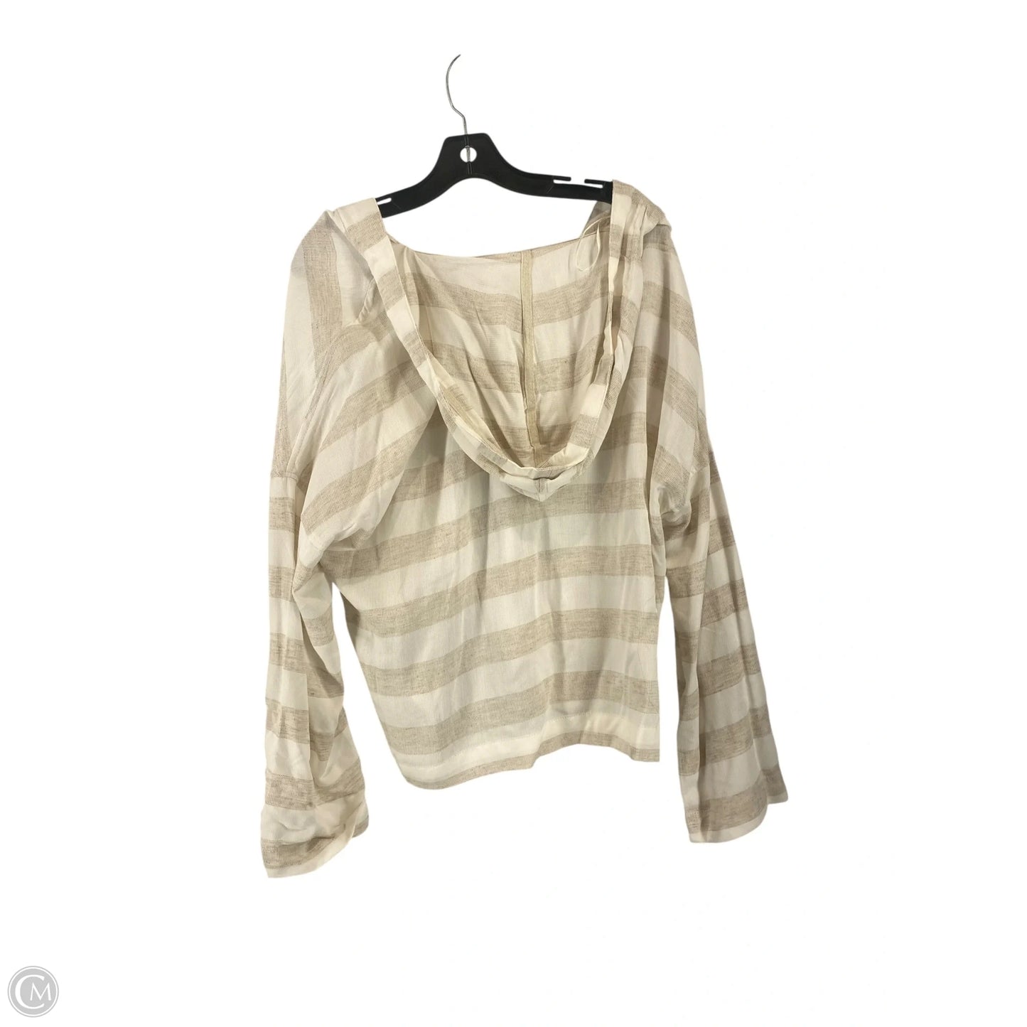 Top Long Sleeve By Max Studio In Tan & White, Size: M
