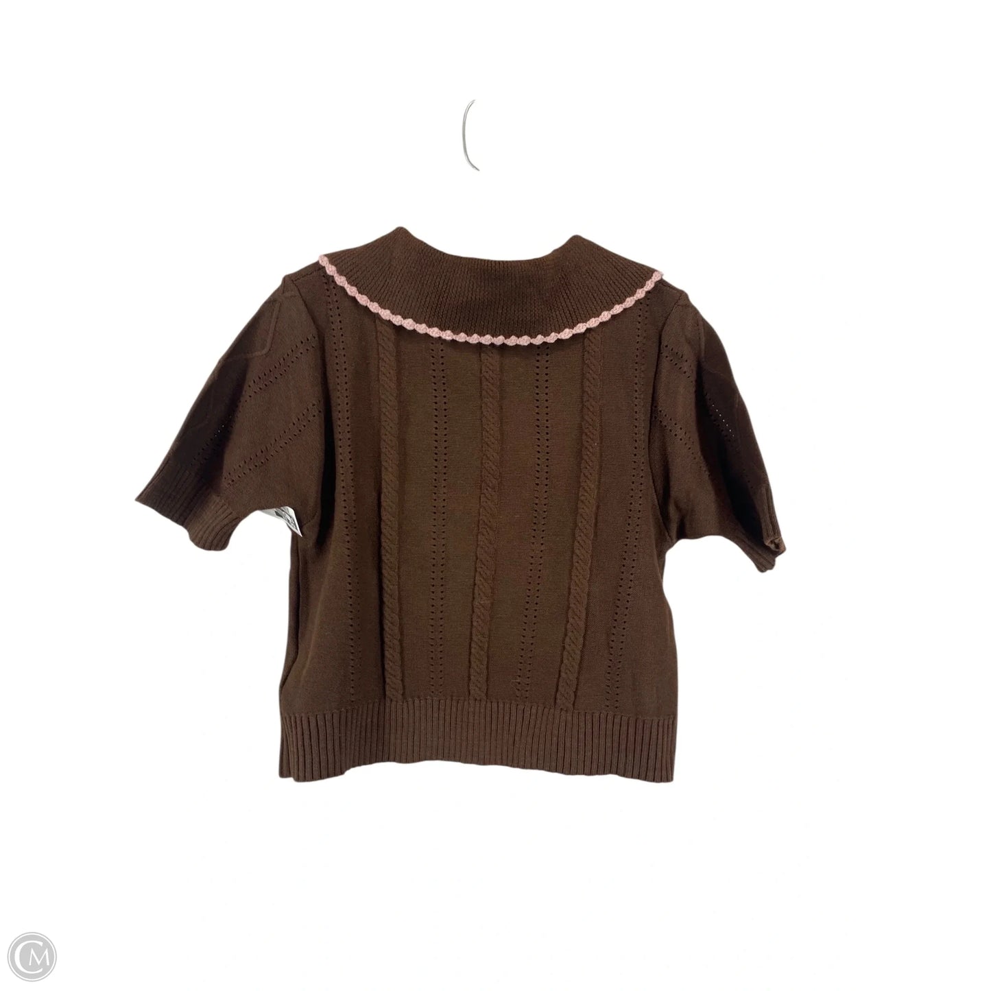 Top Short Sleeve By Cme In Brown, Size: L