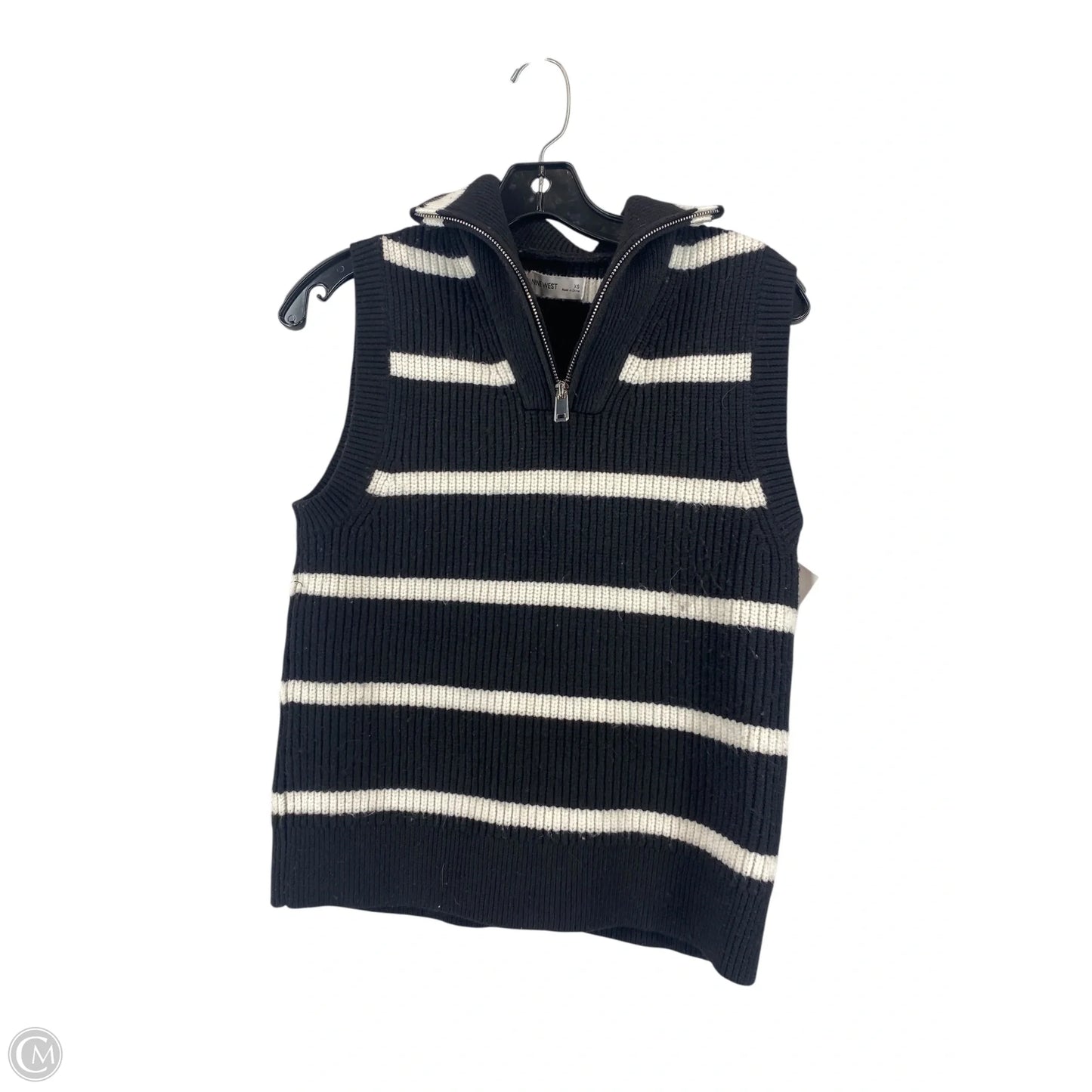 Vest Sweater By Nine West In Black & White, Size: Xs
