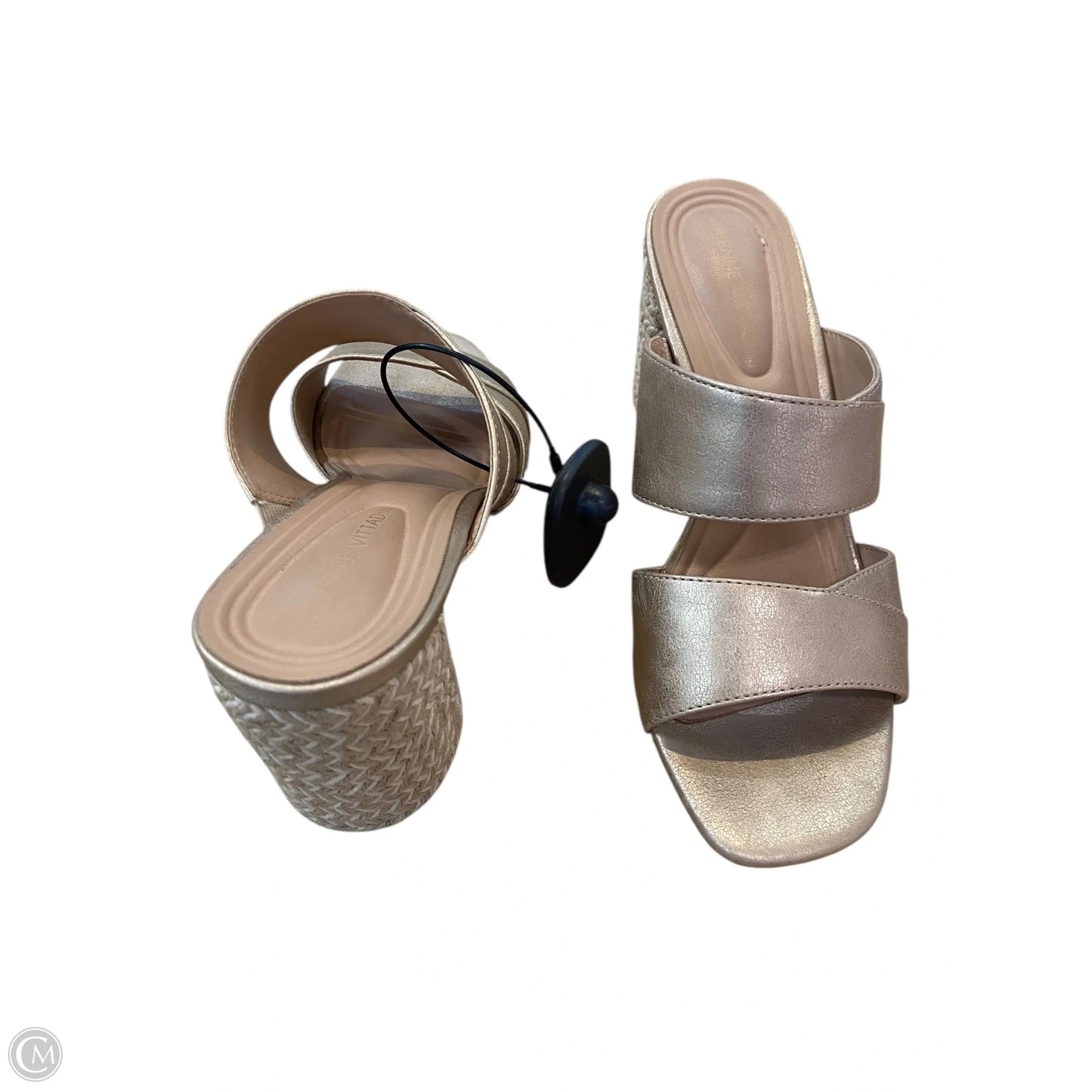 Sandals Heels Block By Adrienne Vittadini In Gold, Size: 6.5