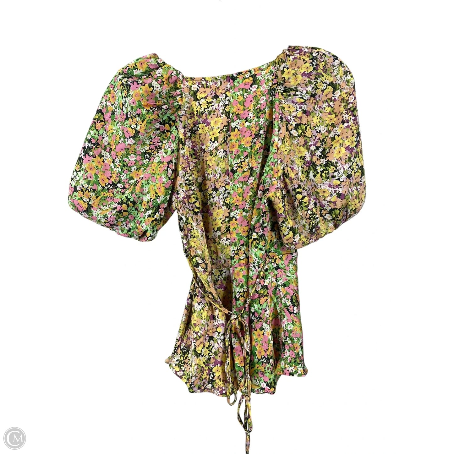 Top Short Sleeve By Topshop In Floral Print, Size: 4