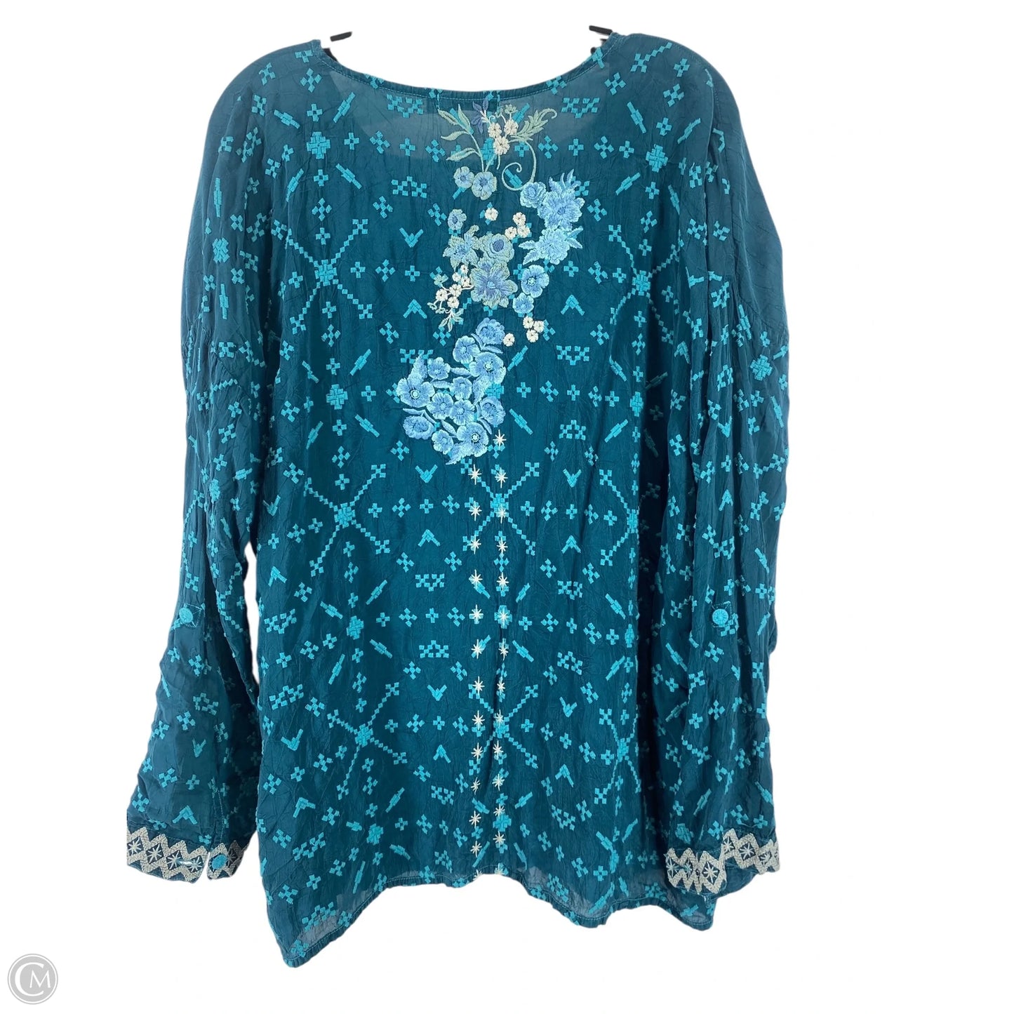 Top 3/4 Sleeve By Johnny Was In Green, Size: Xl