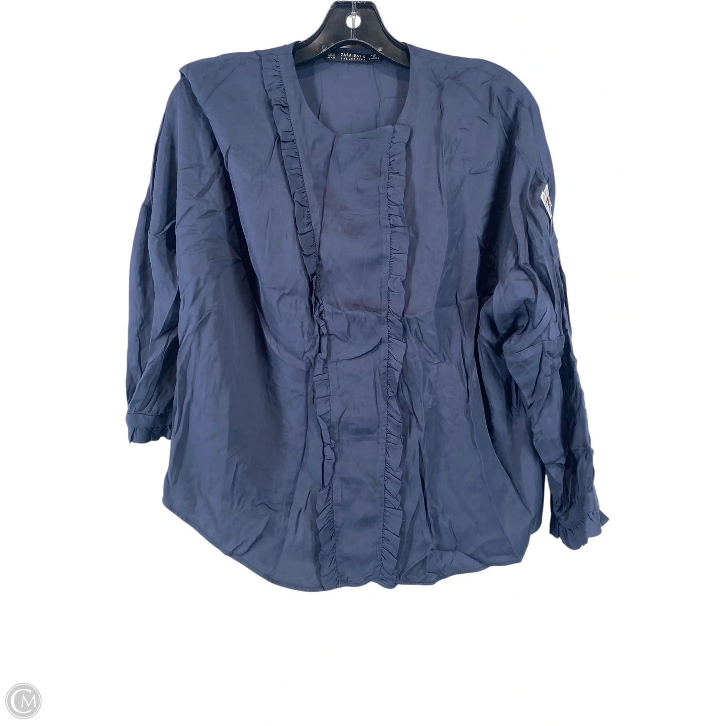 Top Long Sleeve By Zara In Navy, Size: S