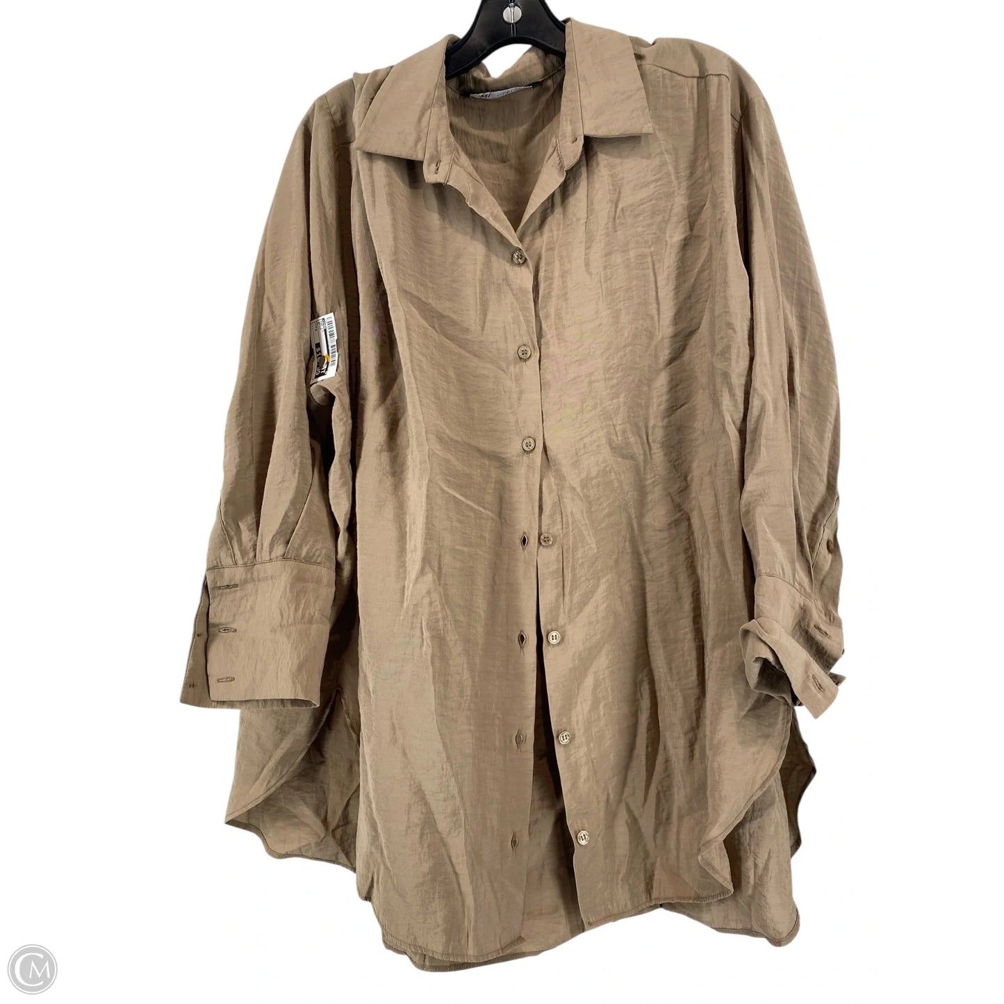 Top Long Sleeve By Zara In Brown, Size: S