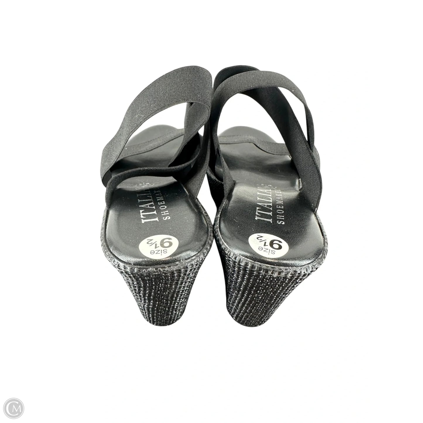Sandals Heels Block By Italian Shoemakers In Black, Size: 9.5