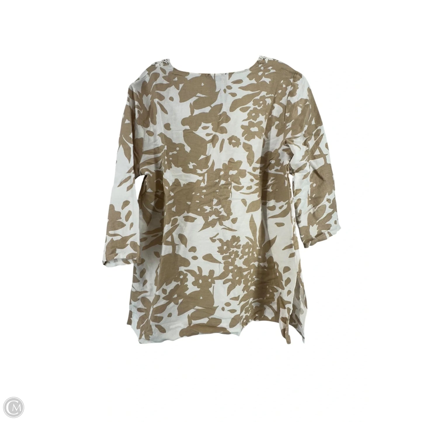 Top Short Sleeve By Premise In Tan & White, Size: M