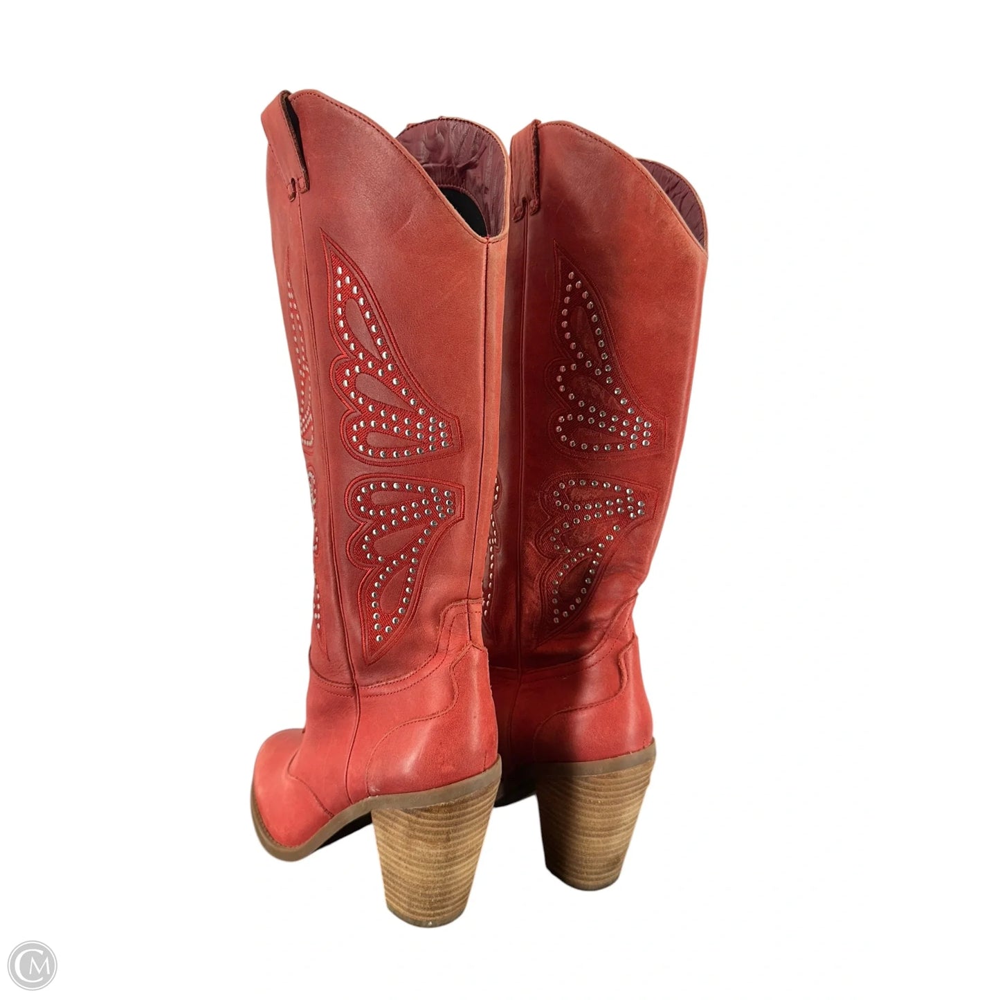 Boots Mid-calf Heels By Jessica Simpson In Red, Size: 6.5