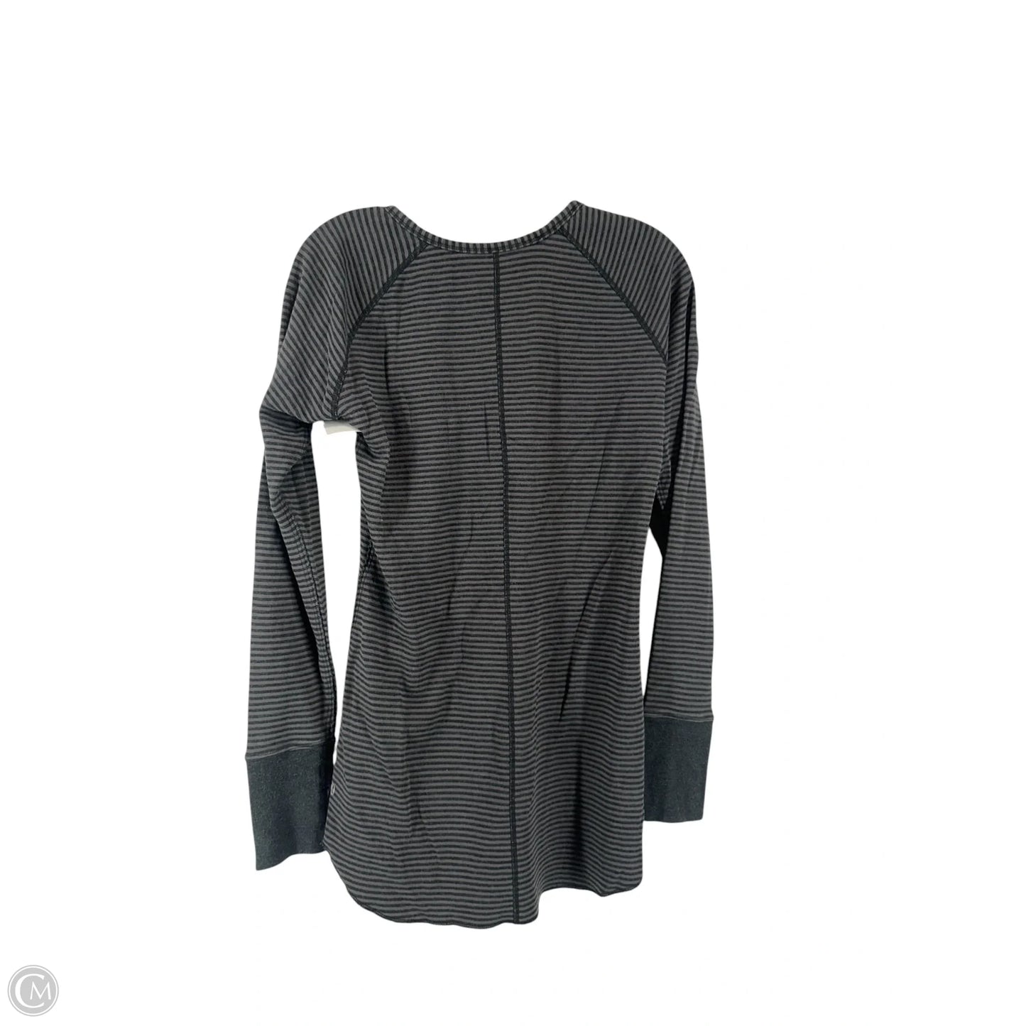 Athletic Top Long Sleeve Collar By Lululemon In Black & Grey, Size: M