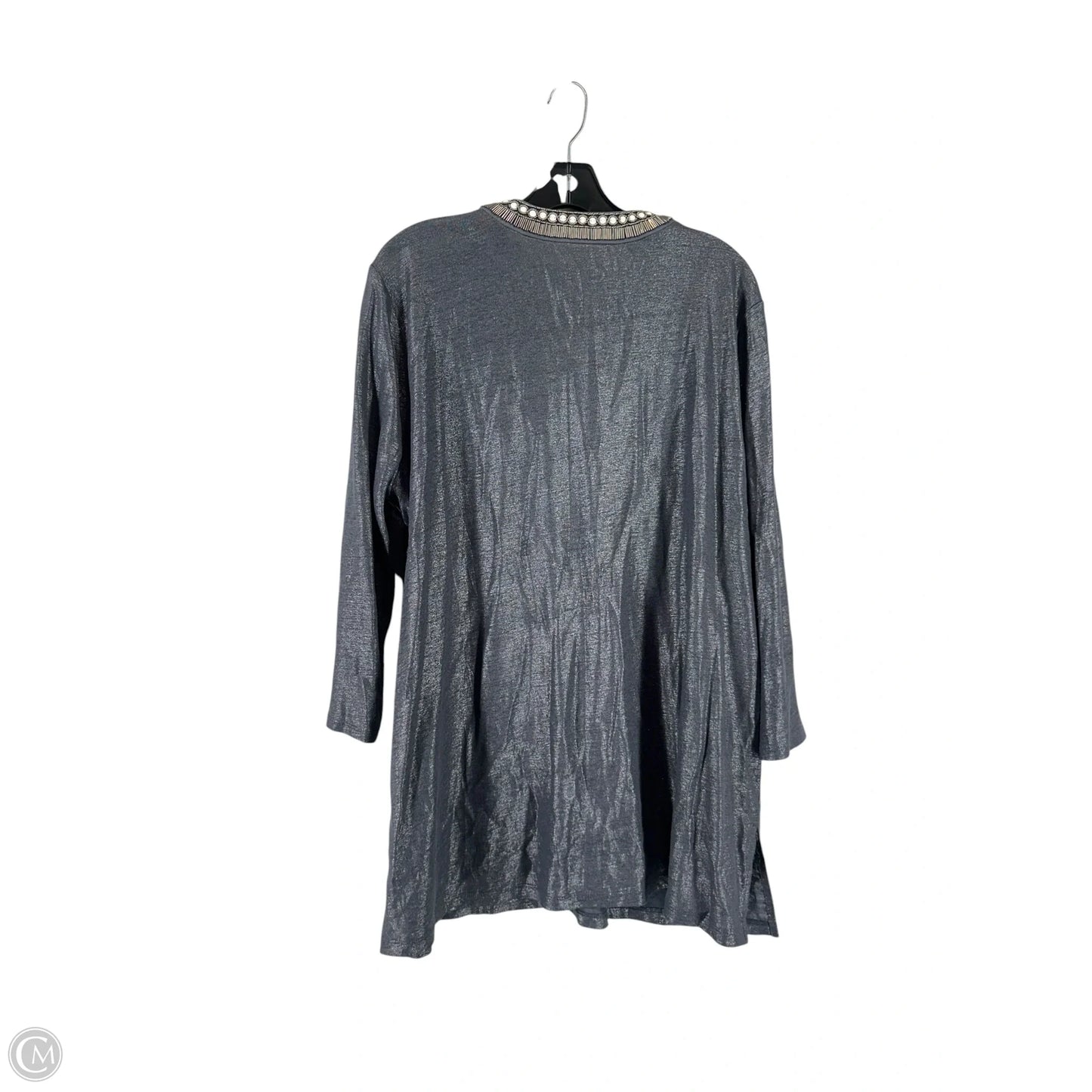 Top 3/4 Sleeve By Chicos In Silver, Size: Xl