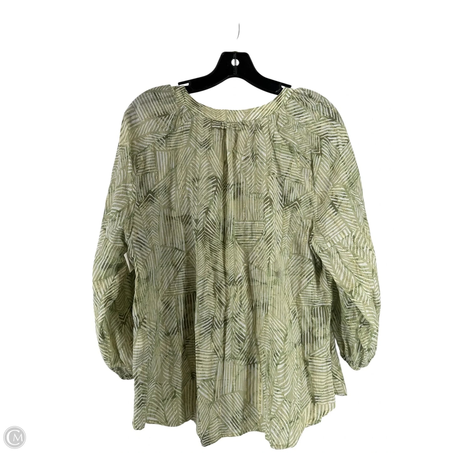 Top 3/4 Sleeve By Chicos In Green, Size: M