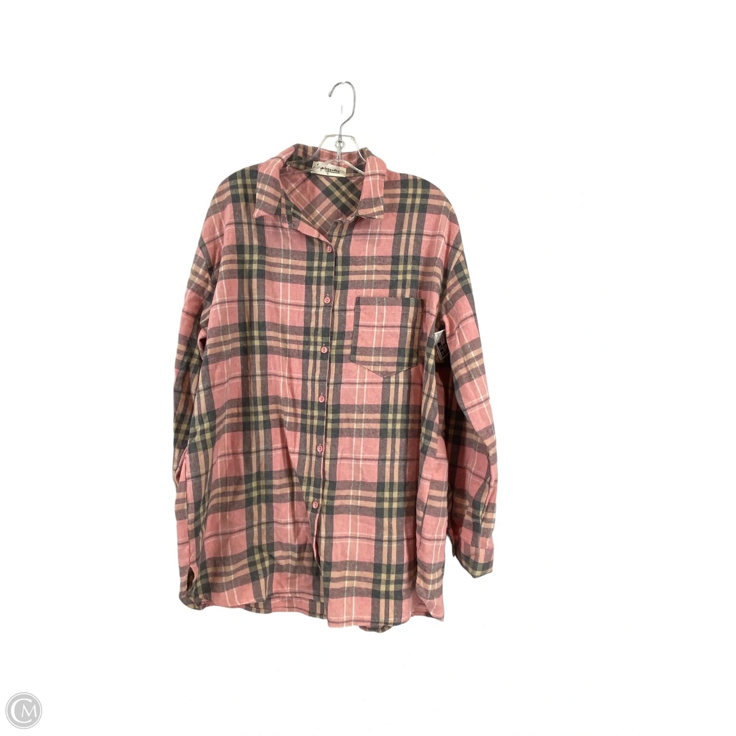 Top Long Sleeve By Impressions In Plaid Pattern, Size: L