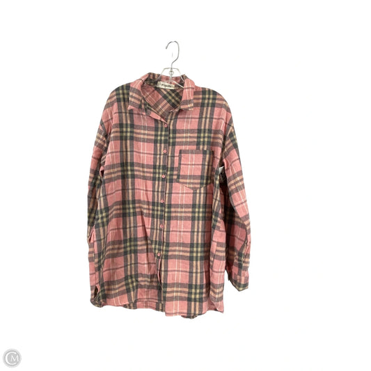 Top Long Sleeve By Impressions In Plaid Pattern, Size: L