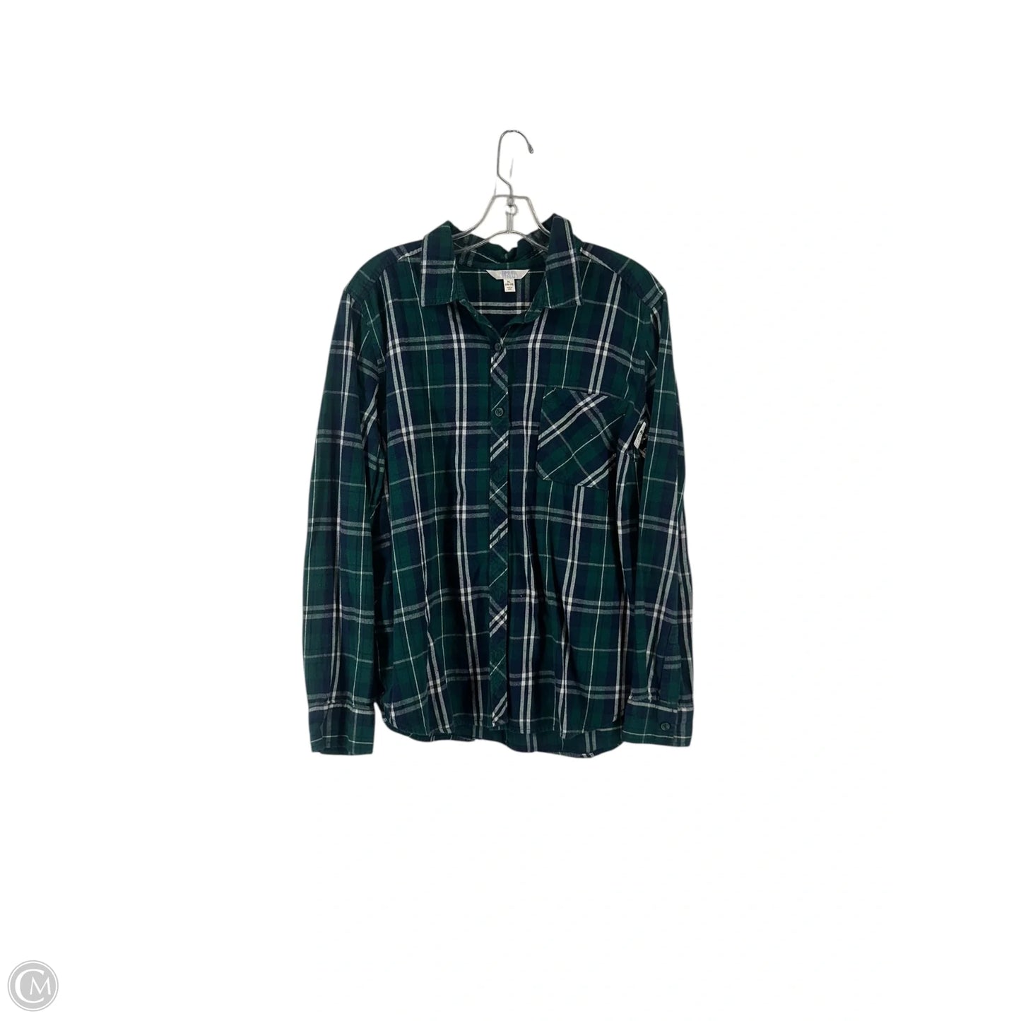Top Long Sleeve By Time And Tru In Plaid Pattern, Size: Xl