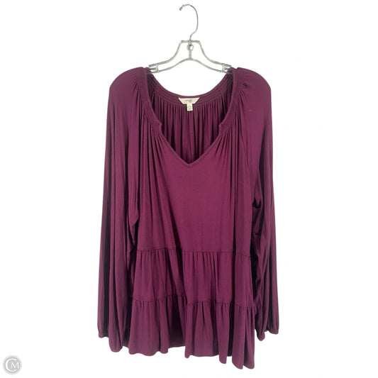 Top Long Sleeve Basic By Terra & Sky In Purple, Size: 1x