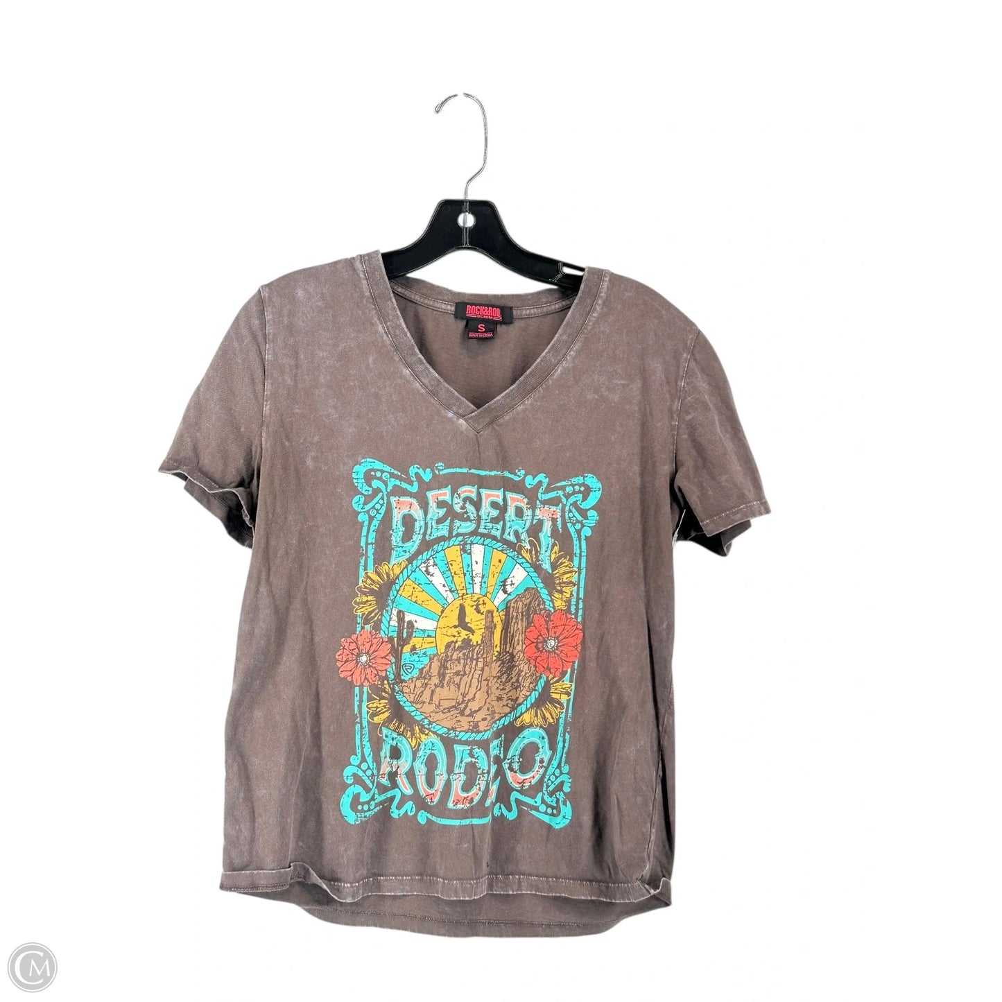 Top Short Sleeve By Rock & Roll In Brown, Size: S