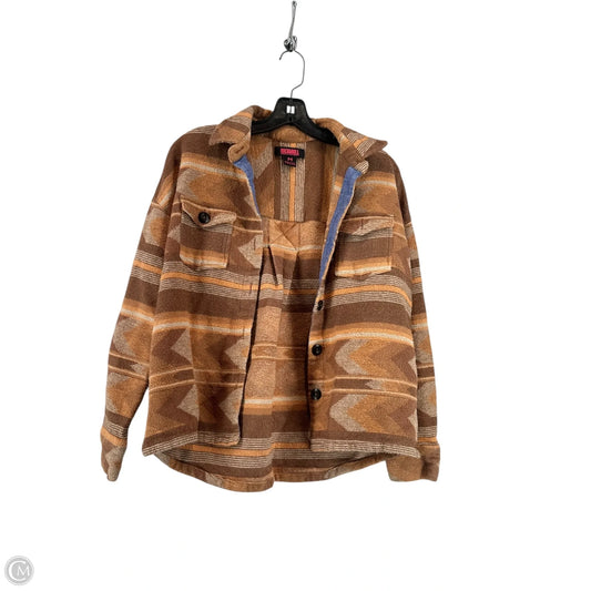 Jacket Shirt By Rock & Roll In Brown, Size: M