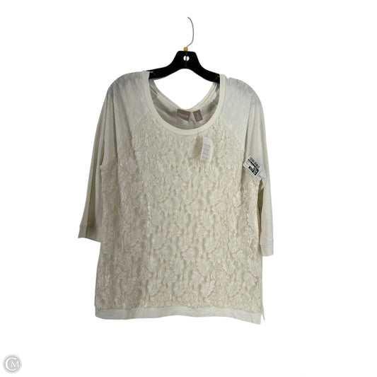Top 3/4 Sleeve By Chicos In Cream, Size: 2