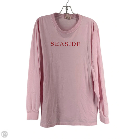 Top Long Sleeve By Comfort Colors In Pink, Size: L