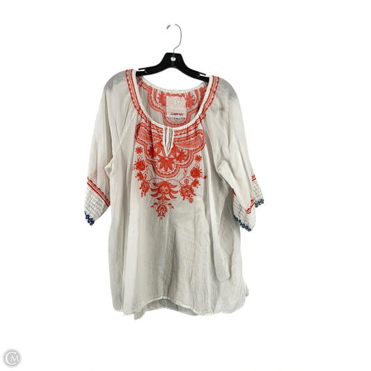 Top Short Sleeve By Johnny Was In White, Size: Xl