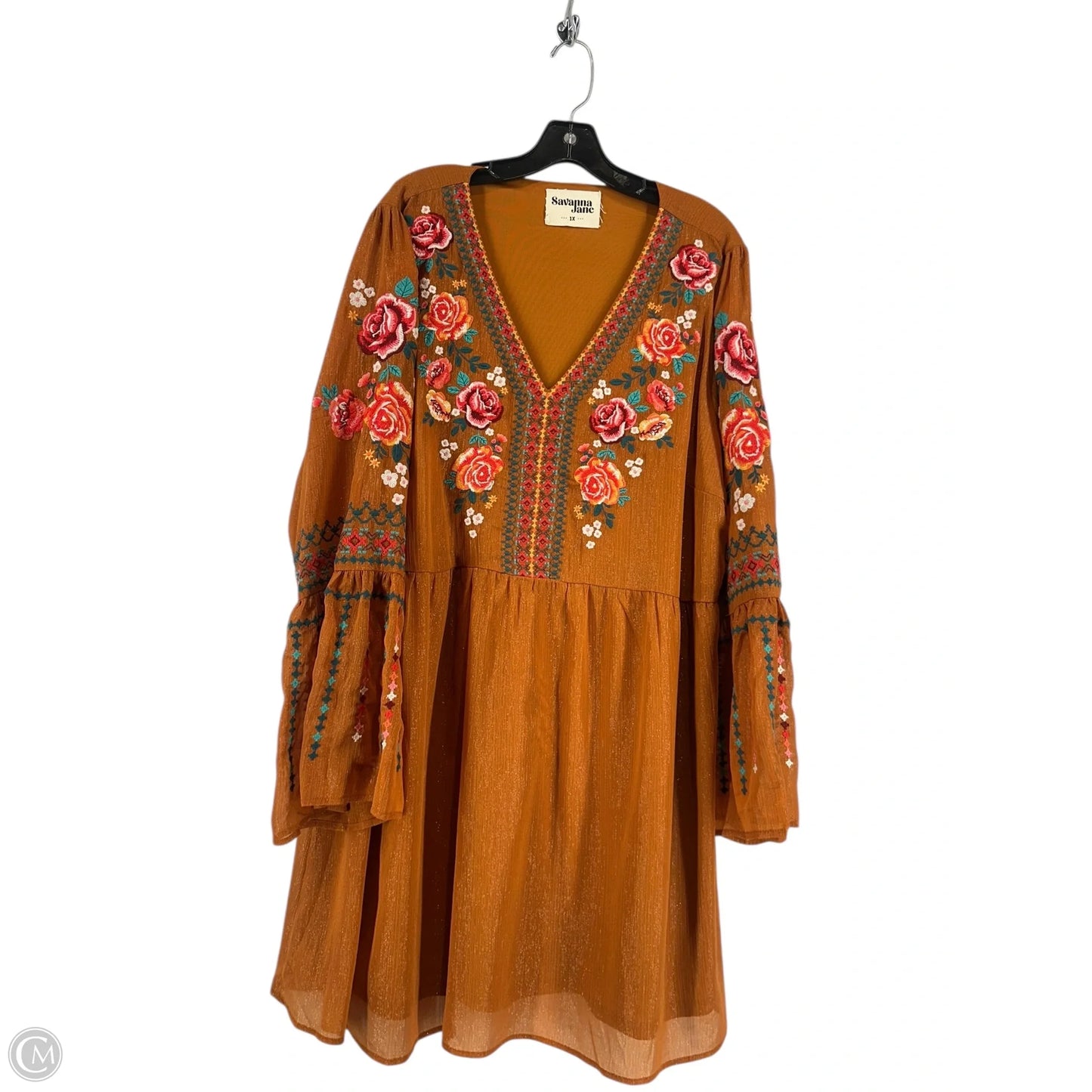 Dress Casual Midi By Savanna Jane In Orange, Size: 1x