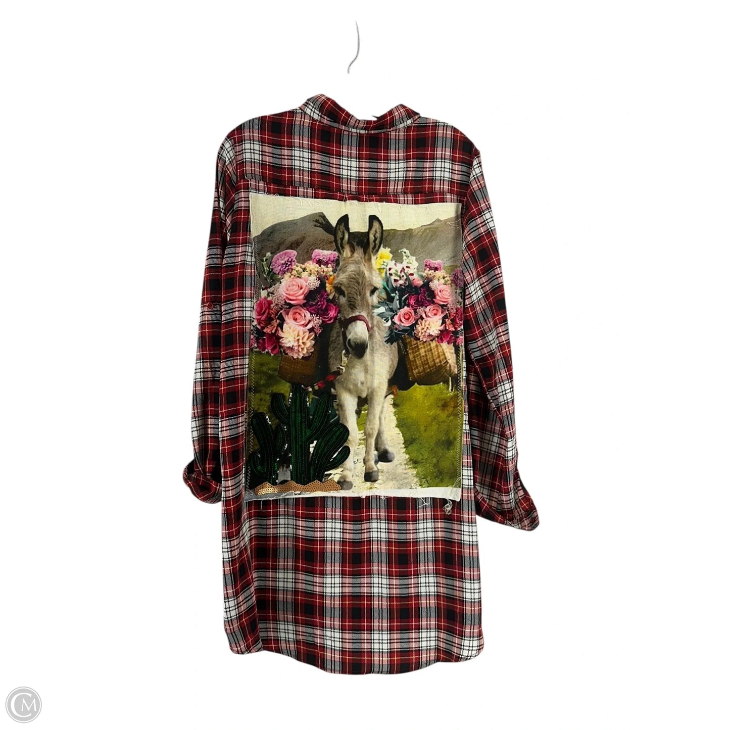 Top Long Sleeve By Clothes Mentor In Plaid Pattern, Size: L