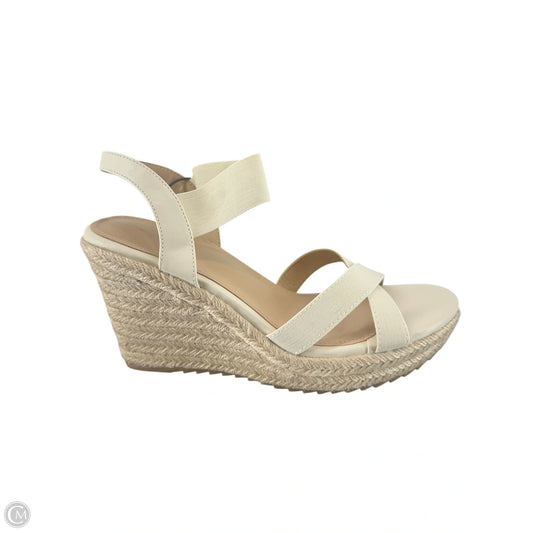 Sandals Heels Wedge By Clothes Mentor In Cream, Size: 10