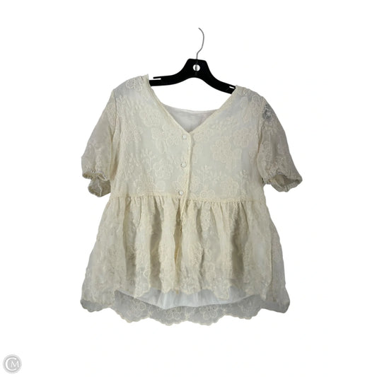Top Short Sleeve By Shein In Cream, Size: M