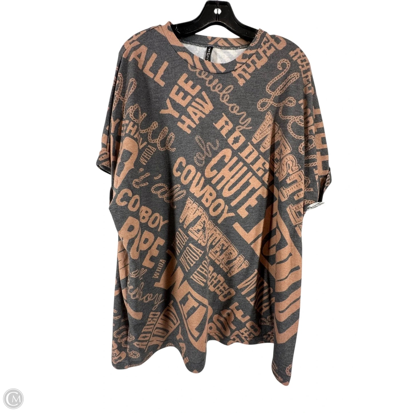 Top Short Sleeve By Clothes Mentor In Black & Brown, Size: 2x