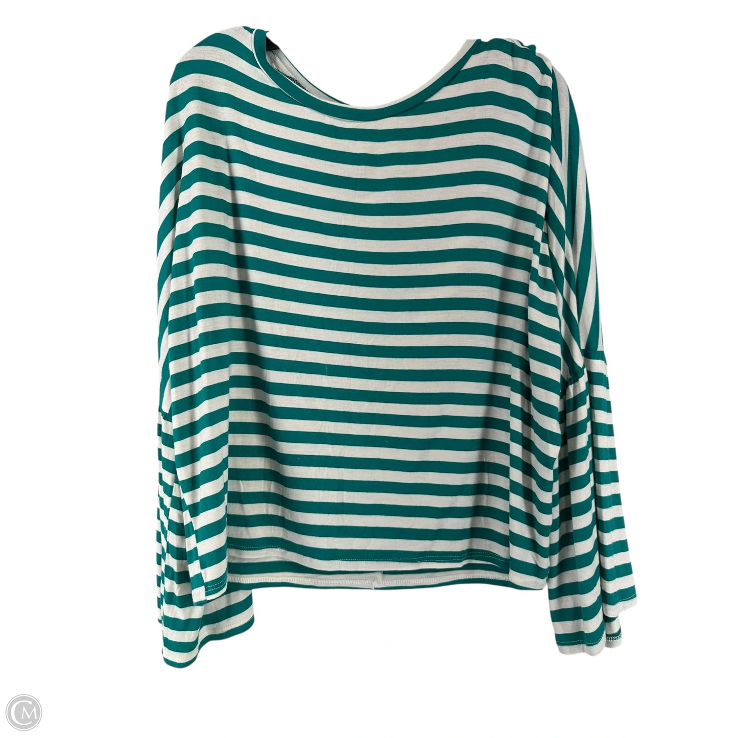 Top Long Sleeve By Fantastic Fawn In Green & White, Size: M