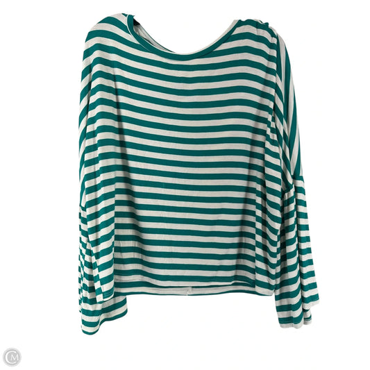 Top Long Sleeve By Fantastic Fawn In Green & White, Size: M
