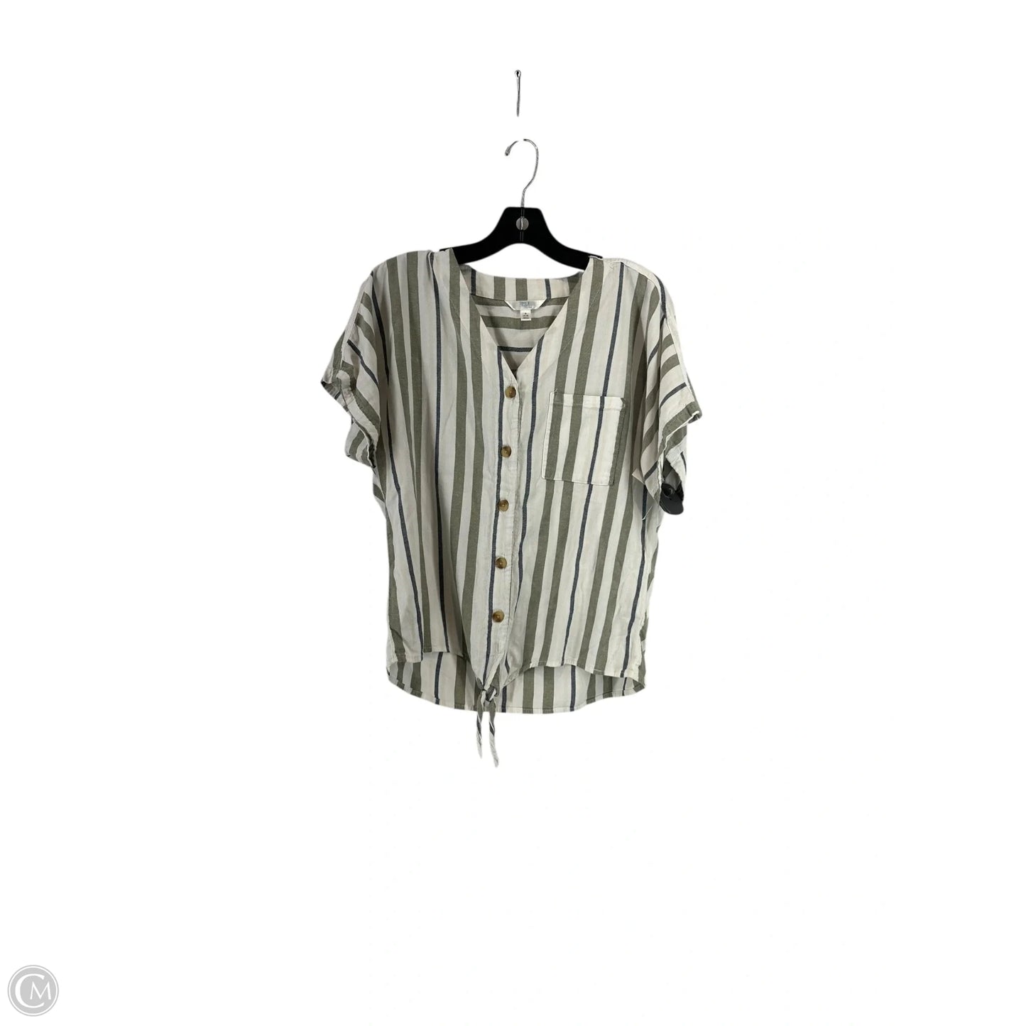 Top Short Sleeve By Time And Tru In Green & Tan, Size: S