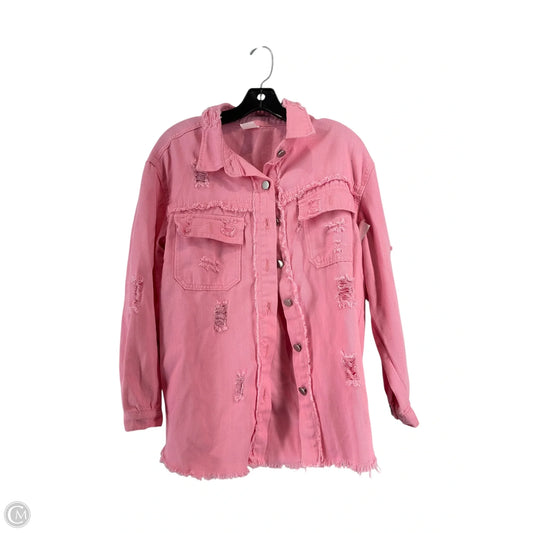 Jacket Shirt By Clothes Mentor In Pink, Size: S