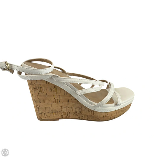 Sandals Heels Wedge By Soda In White, Size: 7