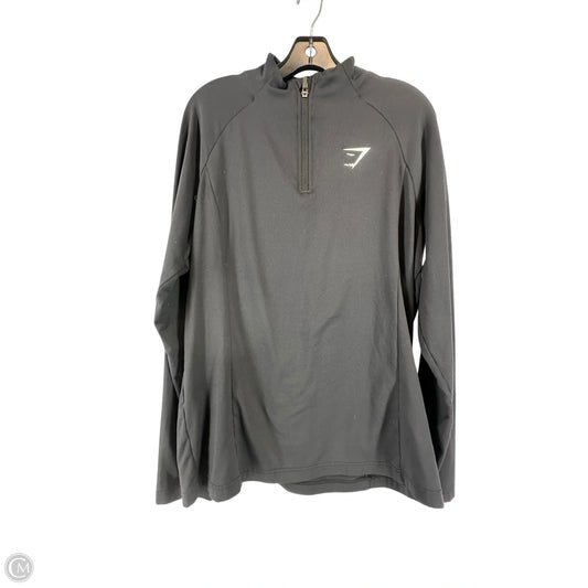 Athletic Top Long Sleeve Collar By Gym Shark In Black, Size: Xl