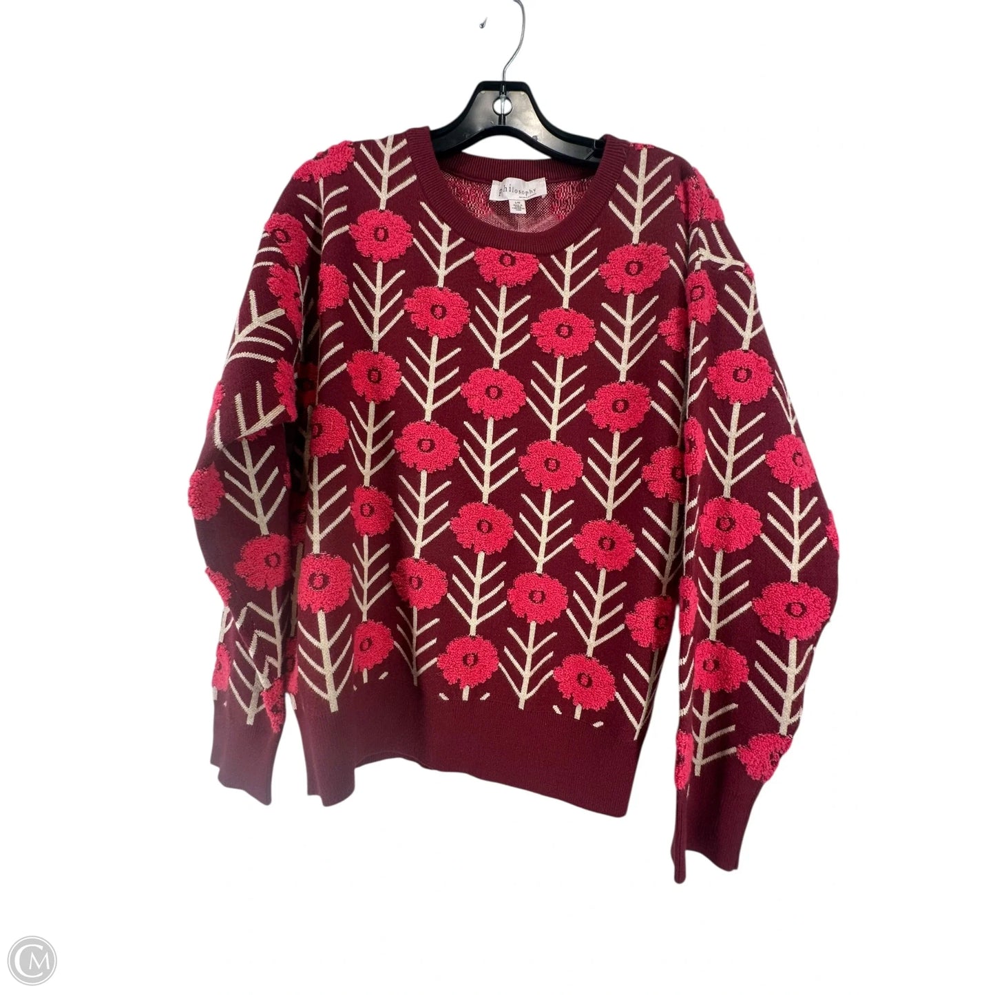 Sweater By Philosophy In Maroon, Size: L