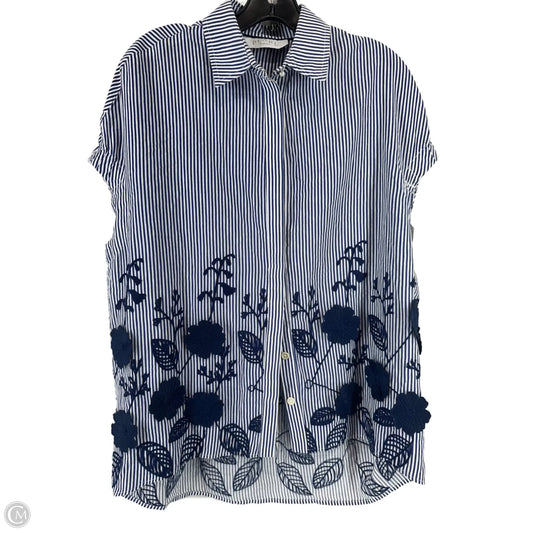 Top Sleeveless By Pearl In Blue & White, Size: Xs
