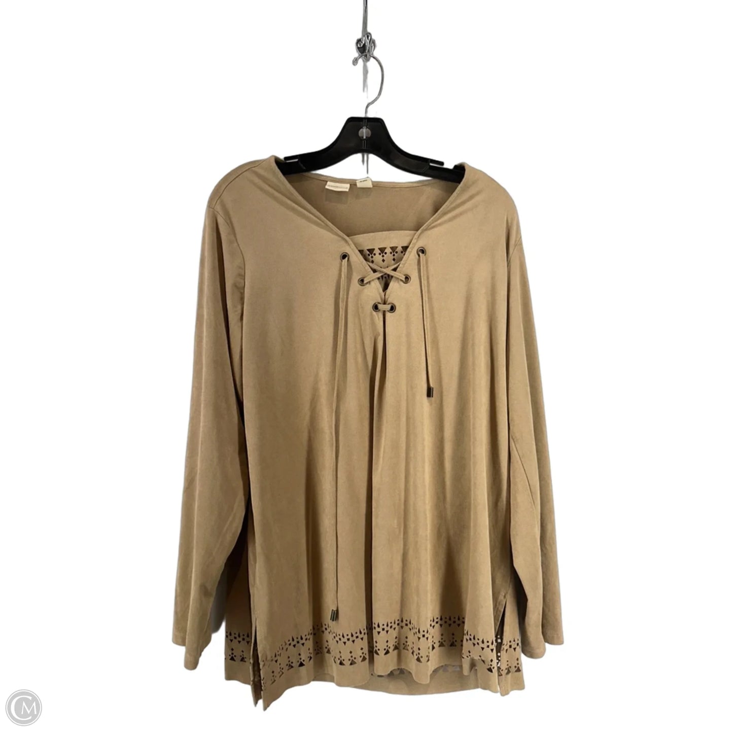 Top Long Sleeve By West Bound In Brown, Size: L