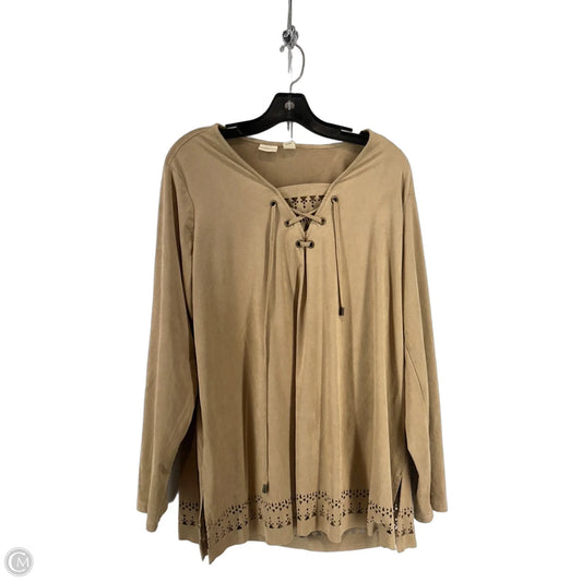 Top Long Sleeve By West Bound In Brown, Size: L