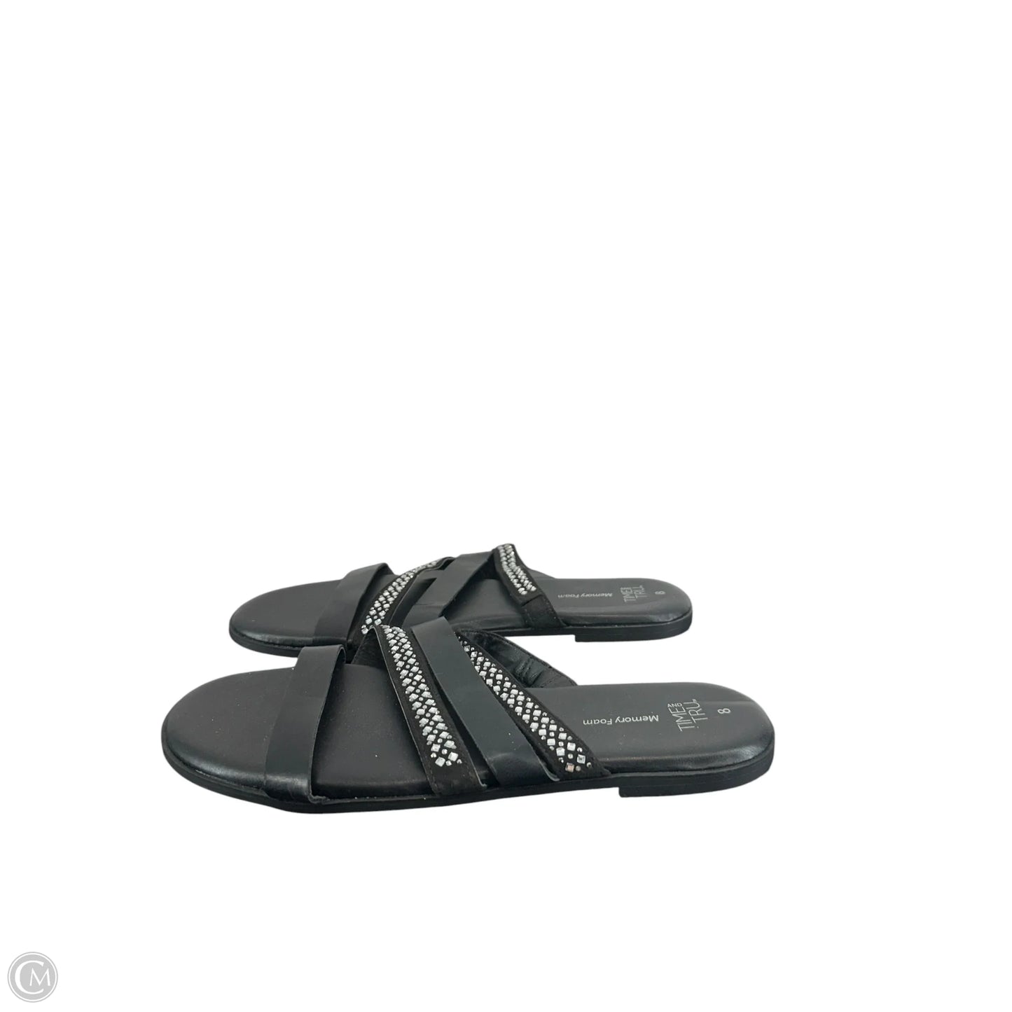 Sandals Flats By Time And Tru In Black, Size: 8