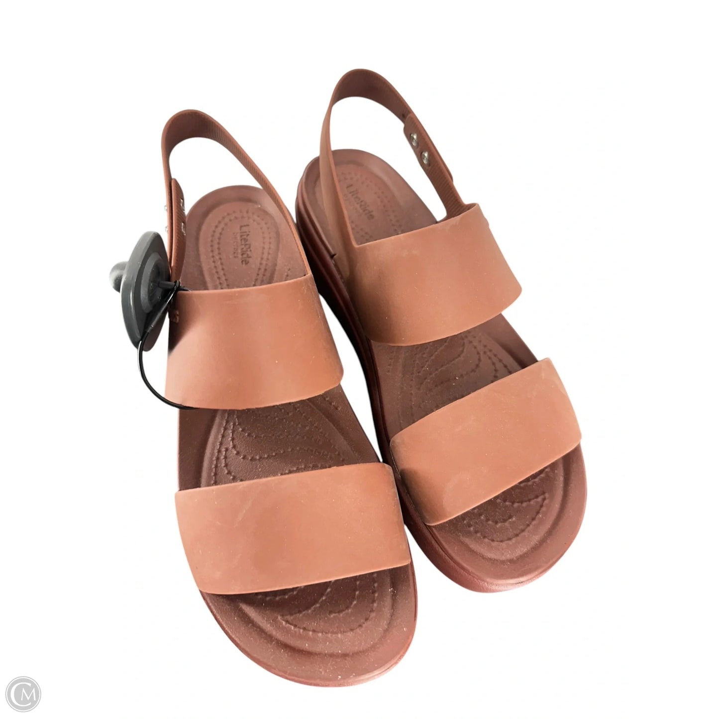 Sandals Heels Platform By Crocs In Brown, Size: 11