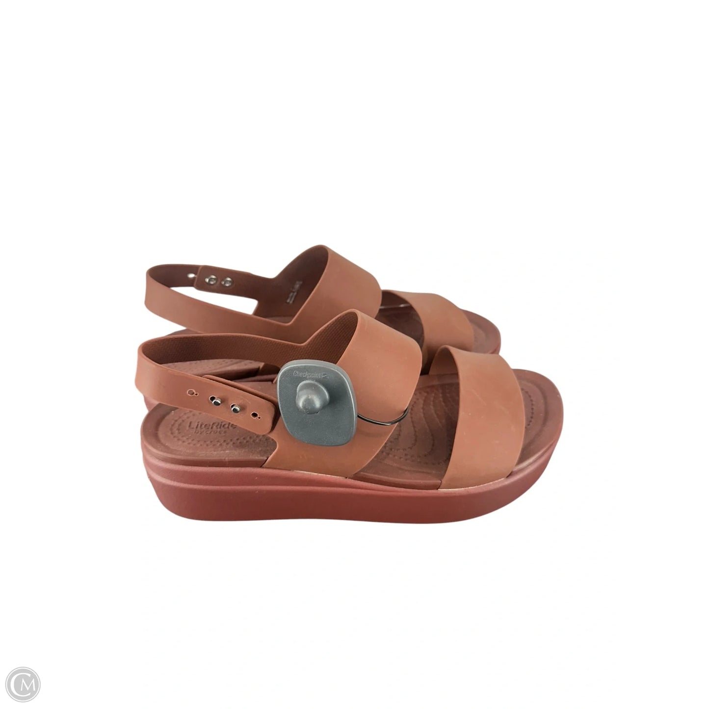 Sandals Heels Platform By Crocs In Brown, Size: 11