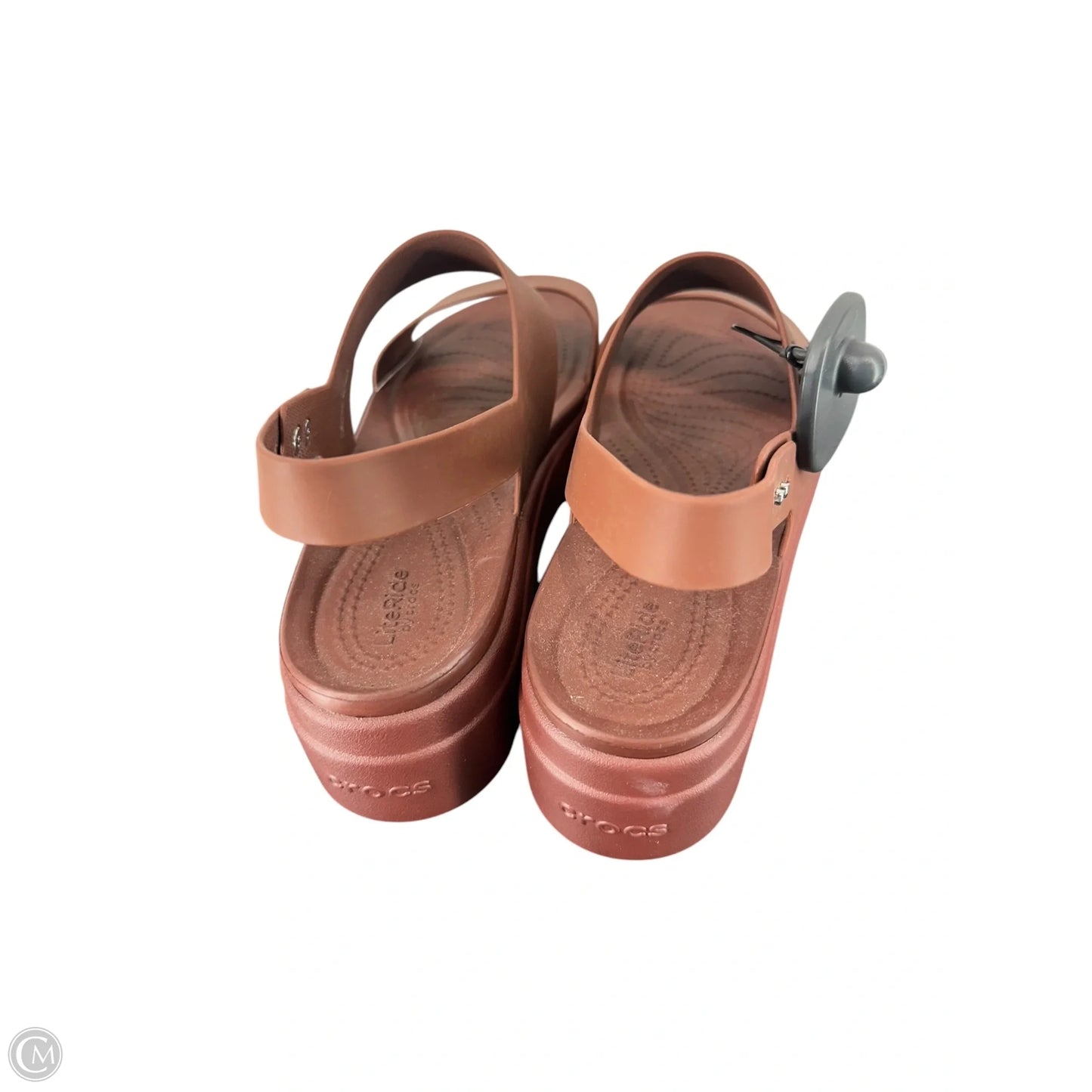 Sandals Heels Platform By Crocs In Brown, Size: 11