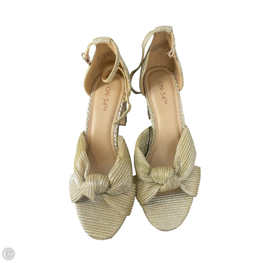 Sandals Heels Block By On 34th In Gold, Size: 9