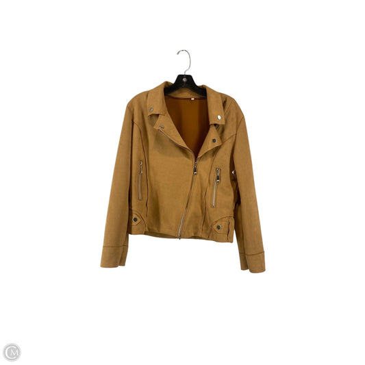 Jacket Moto By Clothes Mentor In Tan, Size: L