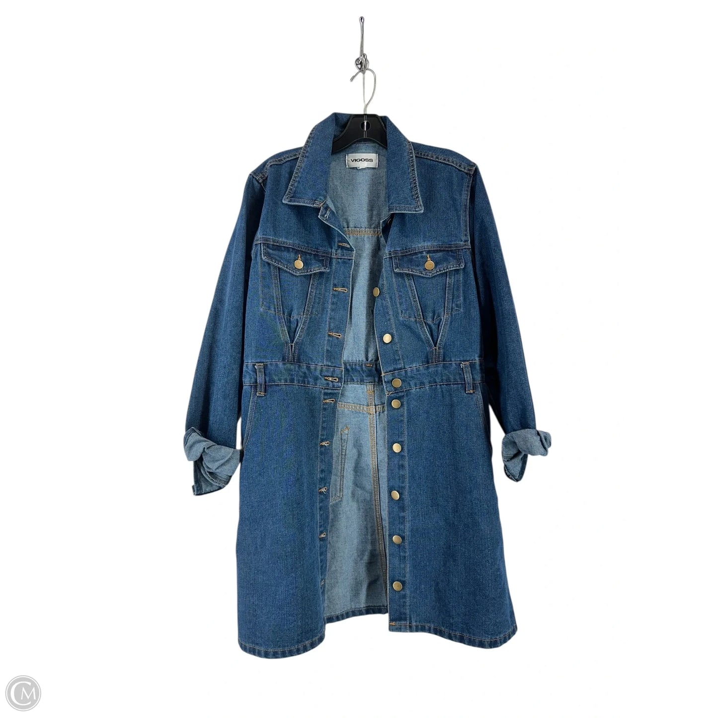 Dress Casual Short By Vigoss In Blue Denim, Size: L